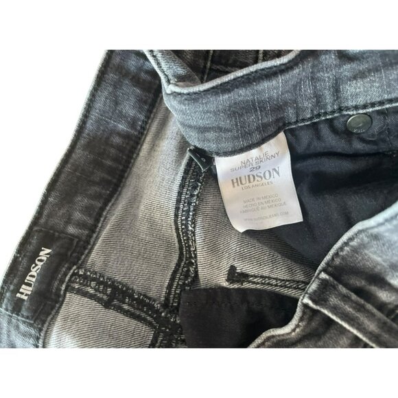 Hudson Natalie Faded Black Super Skinny Jeans Womens Size 29 Mid Rise Pants - Picture 2 of 3